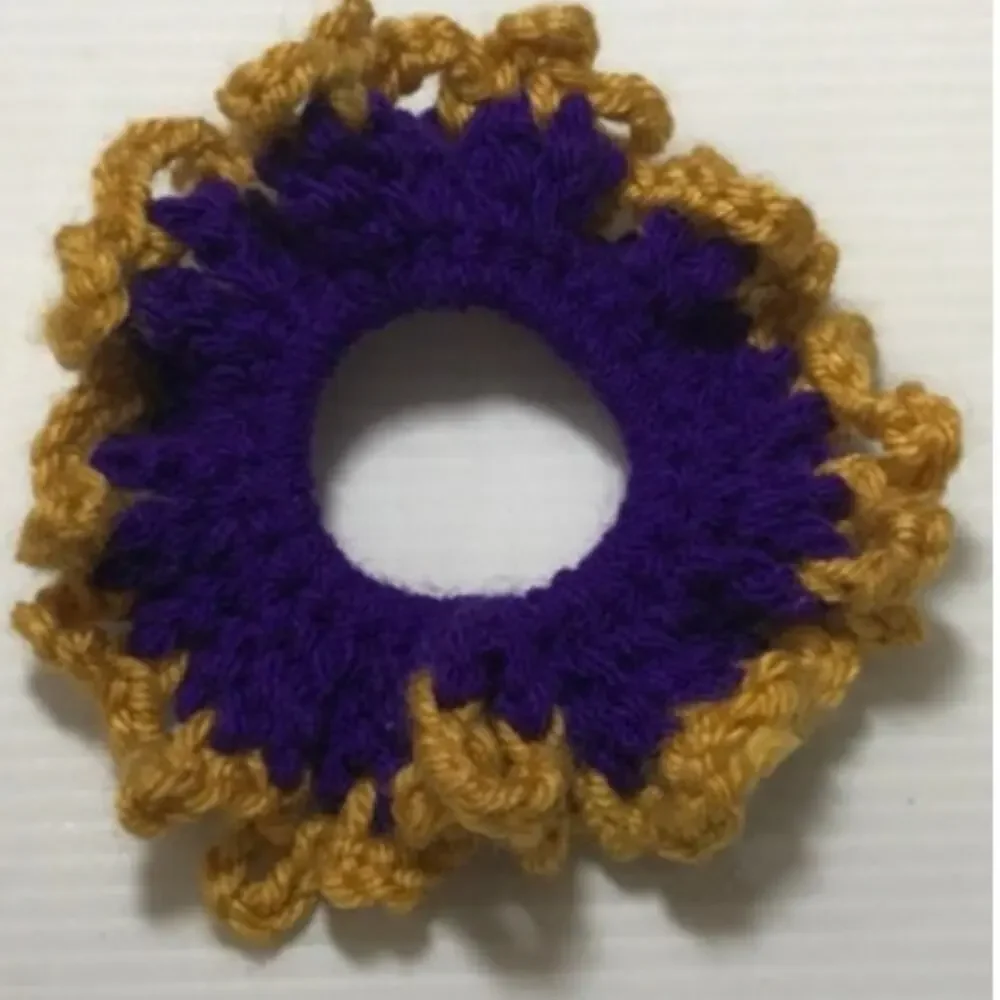 NWT Purple Gold Handmade Crocheted Hair Scrunchie by Dawny